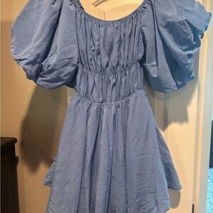Blue Puff Sleeve Dress